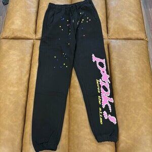 Spider P*NK! Sp5der Black Sweatpants Cuffed Joggers for Men Size Large
